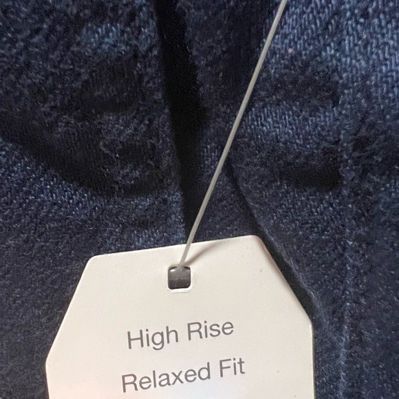 Size 14 NWT Navy Blue Bag Pants. Elastic waist.Buttonfly, Relaxed fit high waist - Picture 3 of 5